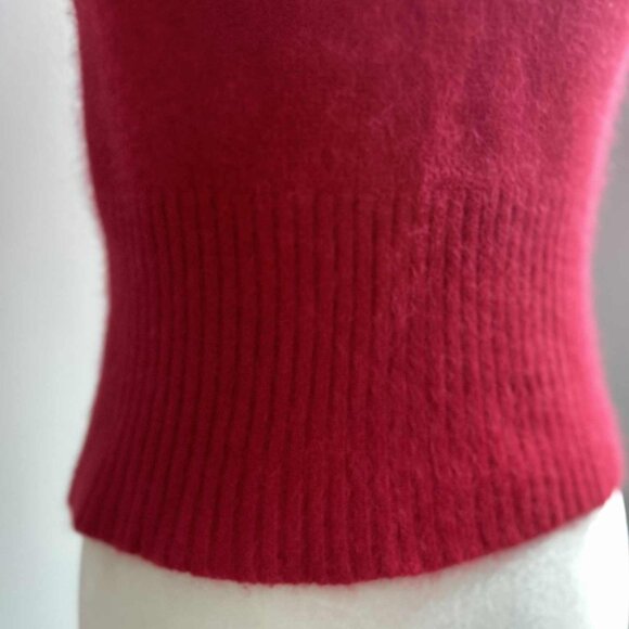 Vintage Limited Cerise Angora Knit Top with Short Sleeves & Ribbed Waist – US XS - Picture 11 of 13